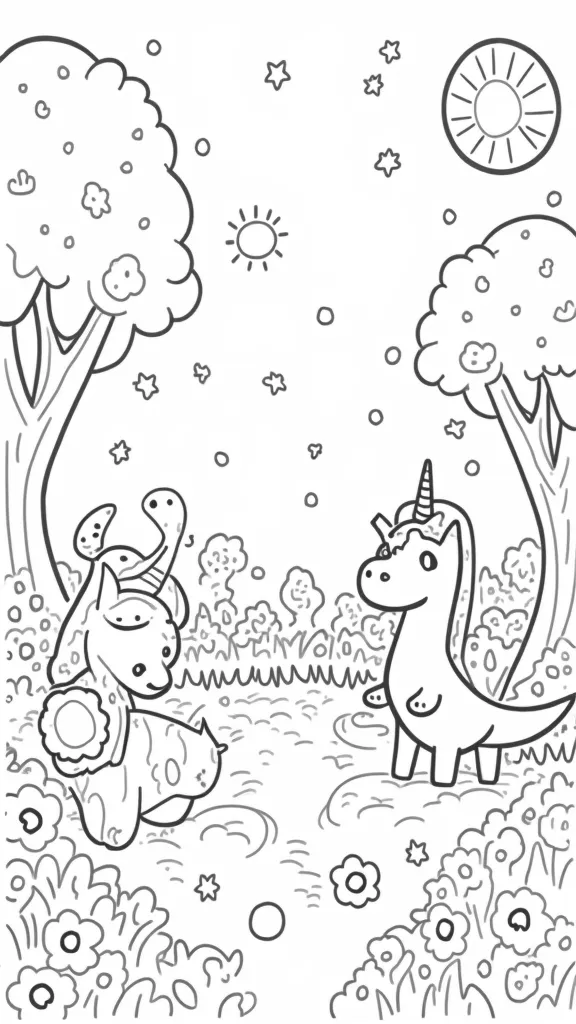 cartoon characters coloring page